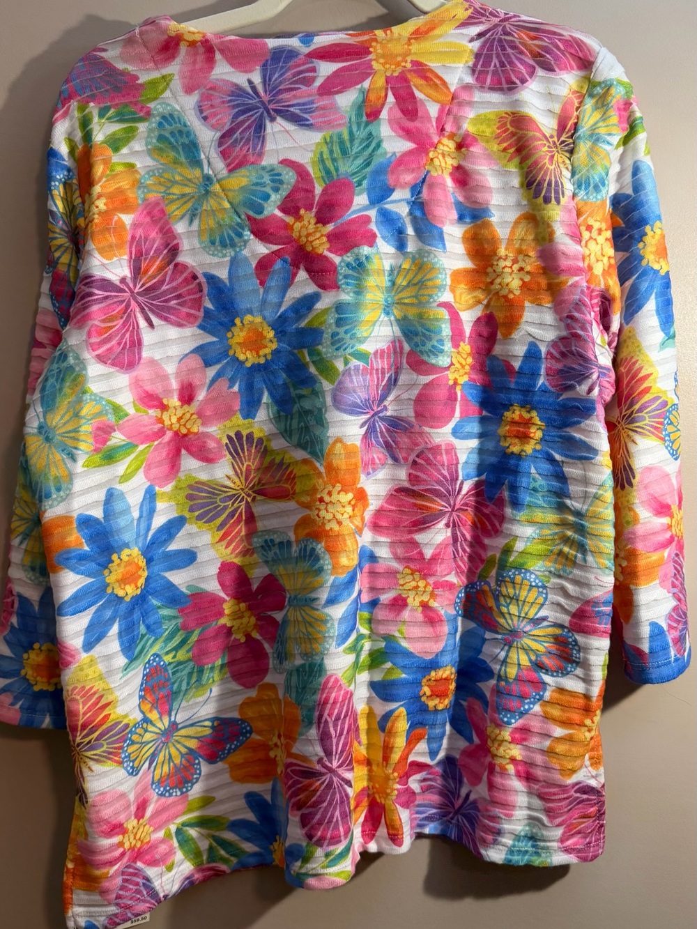 Alfred Dunner Multicolor Floral Butterfly V-Neck Top - Picture 6 of 6